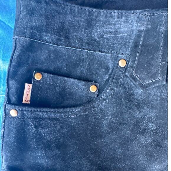 Skotts Pants Women’s 16 Black Suede Deadstock 100% Leather Pocketless 36x33 - Picture 3 of 7